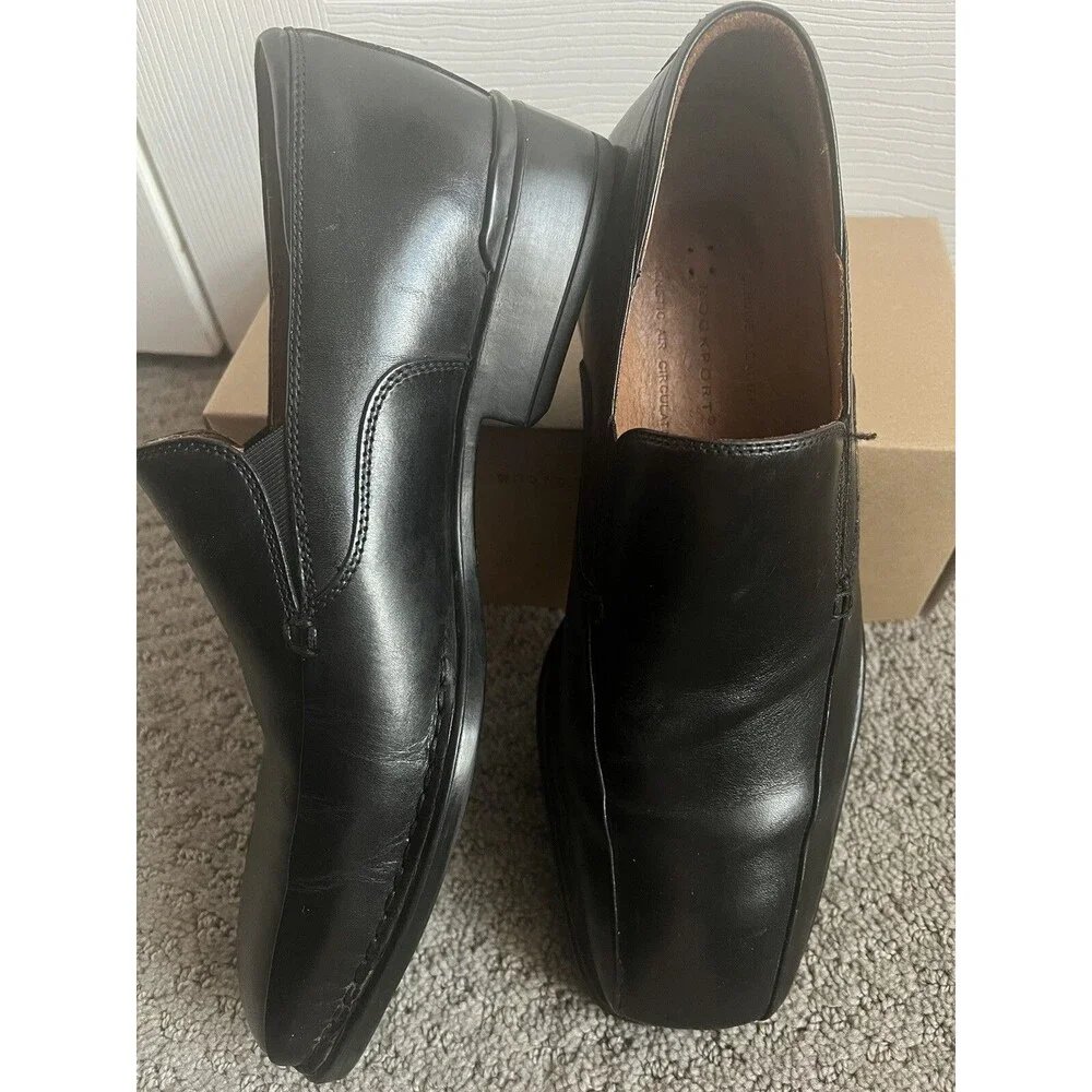 MINTY ROCKPORT MANNIX  Leather Black Loafer Men's Shoe APM24851 Sz 10M EUC!